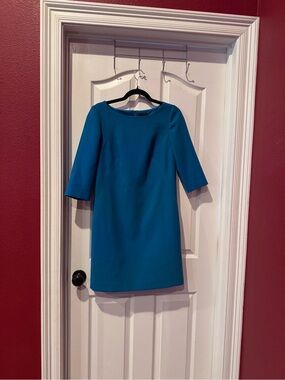 Ann Taylor Teal Long Sleeve Sheath Dress